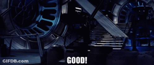 A Dark Room With The Words Good On The Bottom Right GIF
