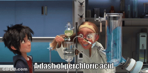 A Dash Of Perchloric Acid Is Being Poured Into A Container GIF