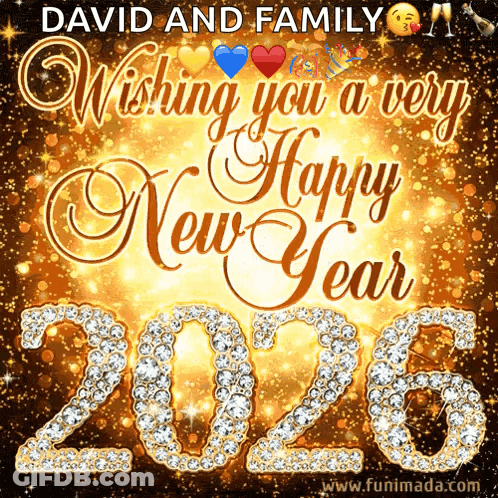 A David And Family Wishing You A Very Happy New Year 2026 GIF