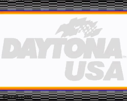 A Daytona Usa Logo With A Checkered Pattern In The Background GIF