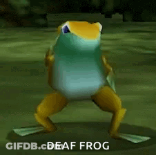 A Deaf Frog Is Dancing In A Video Game While Wearing A Mask . GIF
