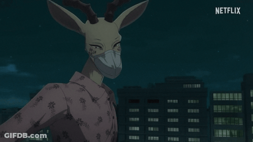 A Deer Wearing A Mask Is Holding A Gun In Front Of A Netflix Sign GIF