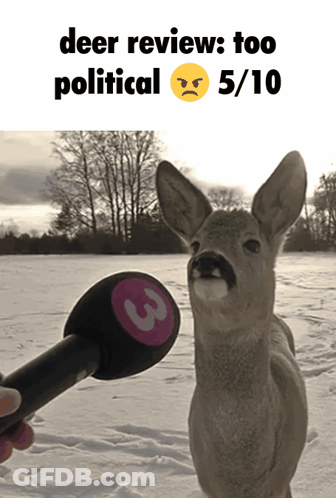 A Deer With A Mustache Is Being Interviewed By A Person GIF