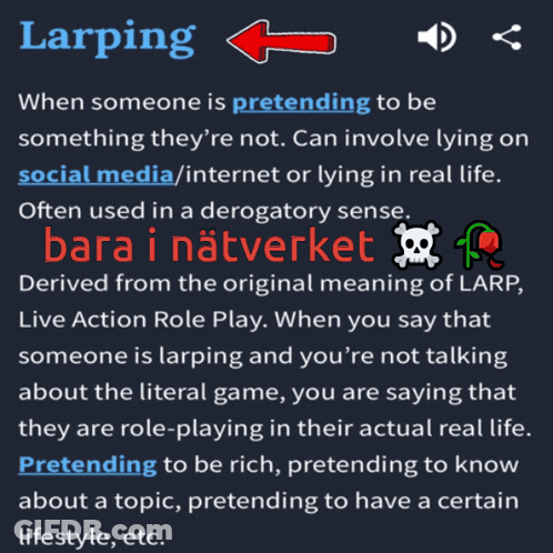 A Definition Of Larping Is Shown On A Screen GIF