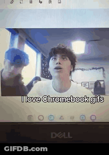 A Dell Computer Screen Shows A Video Of A Man Saying I Love Chromebook GIF
