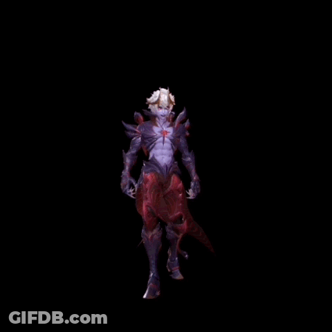 A Demon With A Purple Background Is Holding A Red Ring GIF