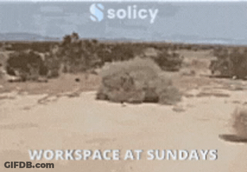 A Desert Landscape With The Words Workspace At Sundays On The Bottom GIF