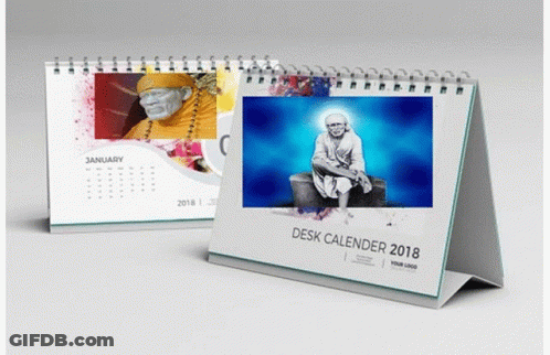A Desk Calendar For The Year 2018 Has A Picture Of A Man On It GIF