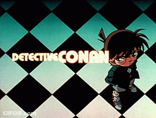 A Detective Conan Poster With A Cartoon Character GIF