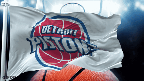 A Detroit Pistons Flag Is Flying In The Wind GIF