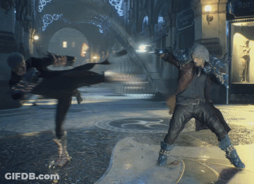 A Devil May Cry Video Game Is Being Played On A Computer GIF