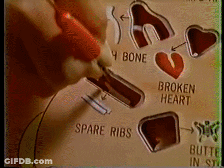 A Diagram Of A Broken Heart And Spare Ribs On A Piece Of Paper GIF