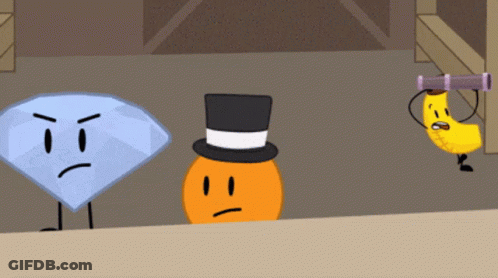 A Diamond A Top Hat And A Banana Are Cartoon Characters GIF