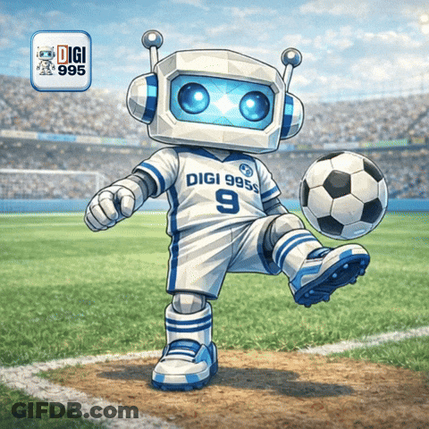 A Digi Soccer Player Kicking A Soccer Ball On The Field GIF