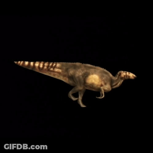 A Dinosaur With A Black Background Is Walking GIF