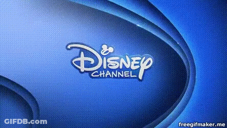 A Disney Channel Logo Is Displayed On A Blue Background GIF