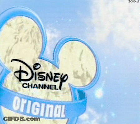 A Disney Channel Original Logo With A Blue Ribbon GIF