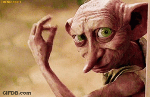 A Dobby From Harry Potter Is Making A Funny Face GIF