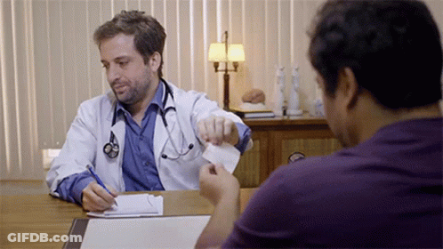 A Doctor Is Giving A Patient A Piece Of Paper To Sign GIF