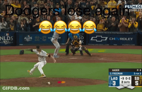A Dodgers Baseball Game Is Being Shown On A Television Screen GIF