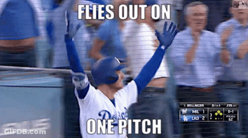 A Dodgers Baseball Player Flies Out On A Pitch GIF