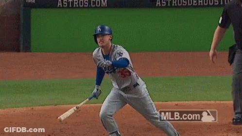A Dodgers Baseball Player Wearing Number 35 Runs Towards Home Plate GIF