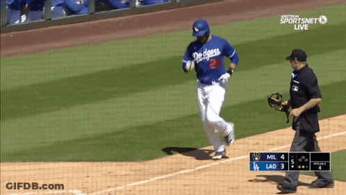 A Dodgers Player Is Running On The Field GIF