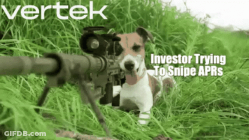 A Dog Is Holding A Sniper Rifle In The Grass GIF
