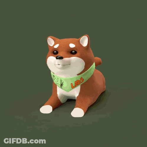 A Dog Wearing A Green Bandana That Says Labs GIF