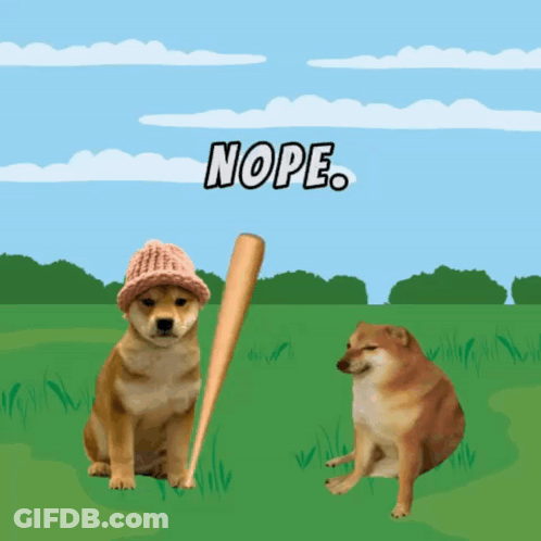 A Dog Wearing A Knitted Hat Holds A Baseball Bat Next To Another Dog Wearing A Hat GIF