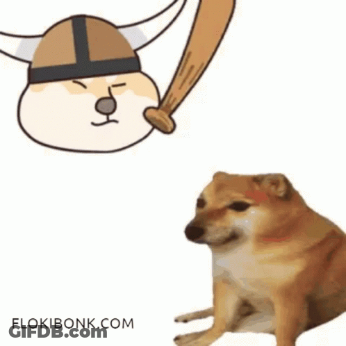 A Dog Wearing A Viking Helmet Is Holding A Baseball Bat On Its Head And Says Bonk . GIF