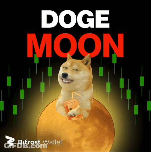 A Doge Holding A Juice Box On Top Of A Full Moon GIF