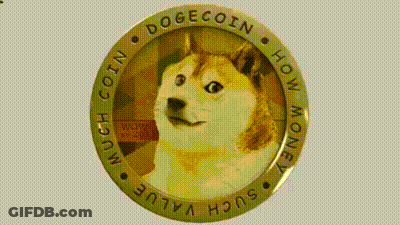 A Dogecoin Coin With A Dog On It GIF