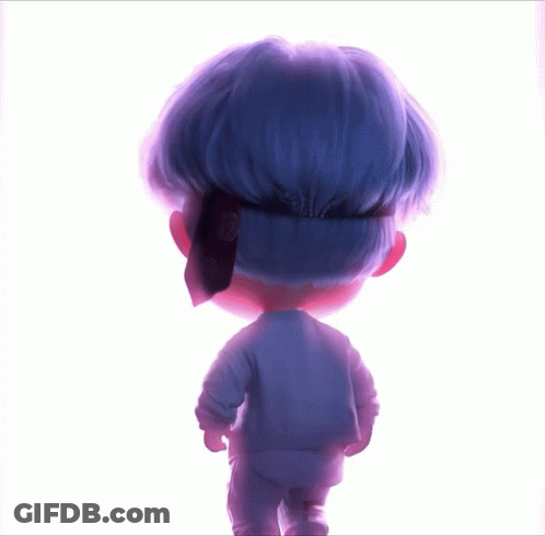 A Doll With Blue Hair And Headphones On GIF