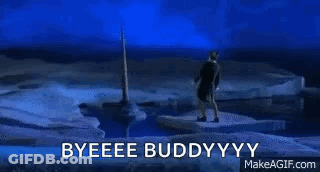 A Dolphin Is Saying Byeeee Buddyyy In Front Of A Blue Sky . GIF