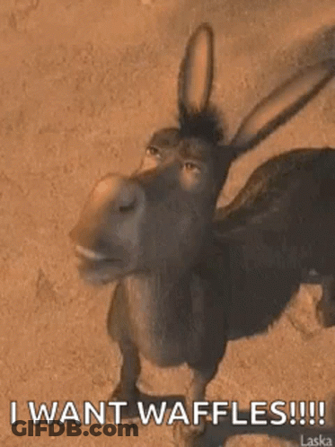 A Donkey Is Running In The Desert And Says `` I Want Waffles ! '' GIF