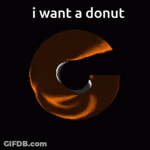 A Donut With A Bite Taken Out Of It And The Words " I Want A Donut " Above It GIF