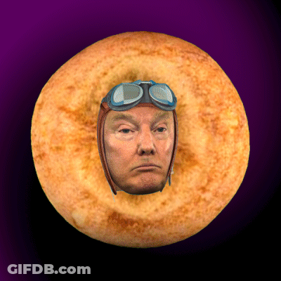 A Donut With Donald Trump 'S Face And Goggles On It GIF