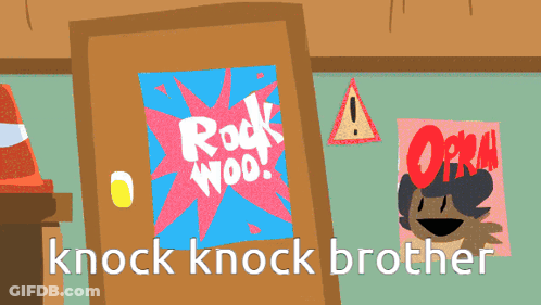 A Door With A Poster That Says Rock Woo GIF