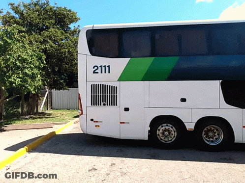 A Double Decker Bus Has The Number 2111 Painted On The Side GIF