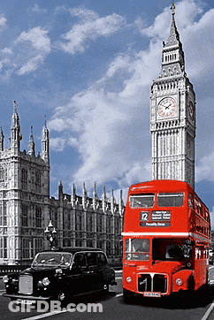 A Double Decker Bus With The Number 12 On The Front GIF