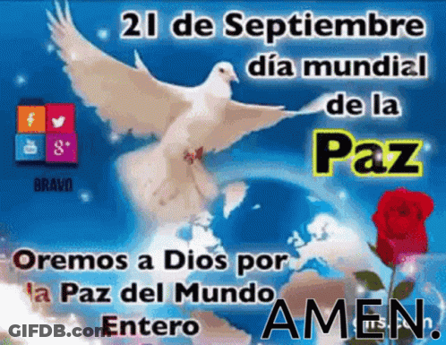 A Dove Is Flying Over A Globe And A Rose With The Words Amen GIF