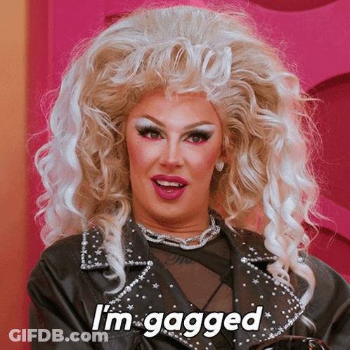 A Drag Queen Says I 'M Gagged In A Black Jacket GIF