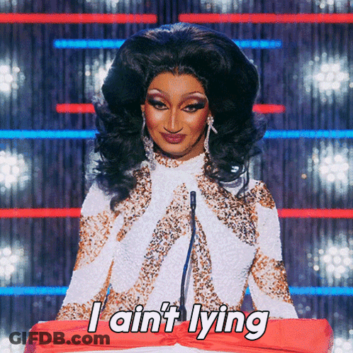 Drag Queen At Podium Saying I Ain't Lying GIF