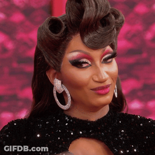 Drag Queen In Black Dress And Earrings GIF