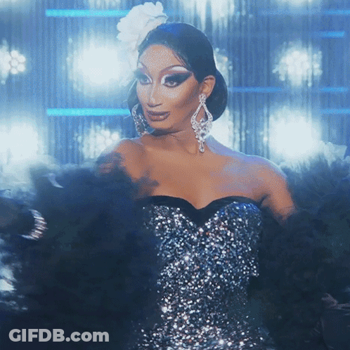 Drag Queen In Blue And Silver Dress GIF