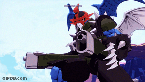 A Dragon Holding A Gun In A Video Game With The Word Dragon Printed On The Top GIF