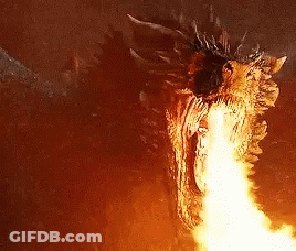 A Dragon Is Breathing Fire Out Of Its Mouth . GIF