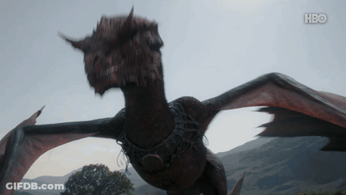 A Dragon Is Flying In The Air With A Hbo Logo In The Background GIF