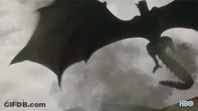 A Dragon Is Flying In The Sky With The Word Got On The Bottom GIF